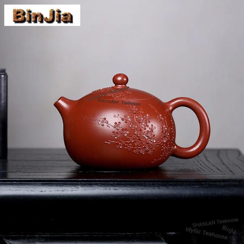 

300ml Luxury Yixing Purple Clay Teapots Handmade Xishi Pot Raw Ore Dahongpao Mud Kettle Chinese Zisha Tea Set Ornaments Craft