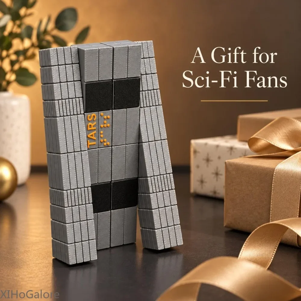 XIHoGalore Interstellar Tars Robot Model 3D Printed Sci Fi Collectible Figure Metallic Finish Desk Decor Gift For Movie Fans