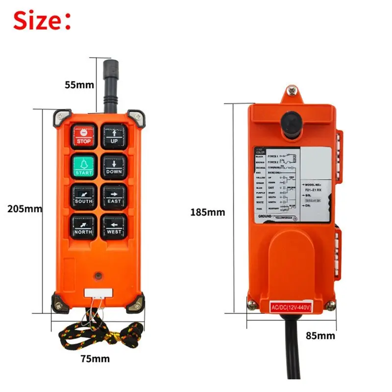 X12A-Industrial Crane Controller 2 Transmitter 1 Receiver Wireless Crane Remote Hoist Crane Switch For Hoist Crane Lift AC 220V