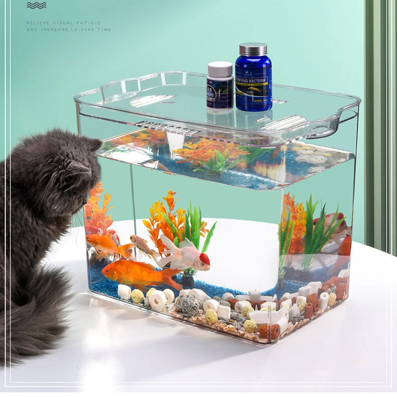 Self Cleaning Aquarium Free Replacement Unique Transparent Plastic Fish Tank Bowl Supplier Mini Lazy Man Fish Farming