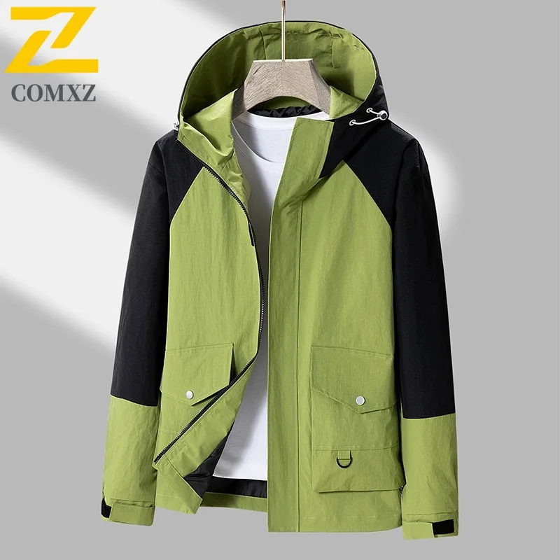 

Men Tactical Jacket American Style Windproof Detachable Hooded Outdoor Windbreaker Coat for Camping Fishing Hiking Streetwear