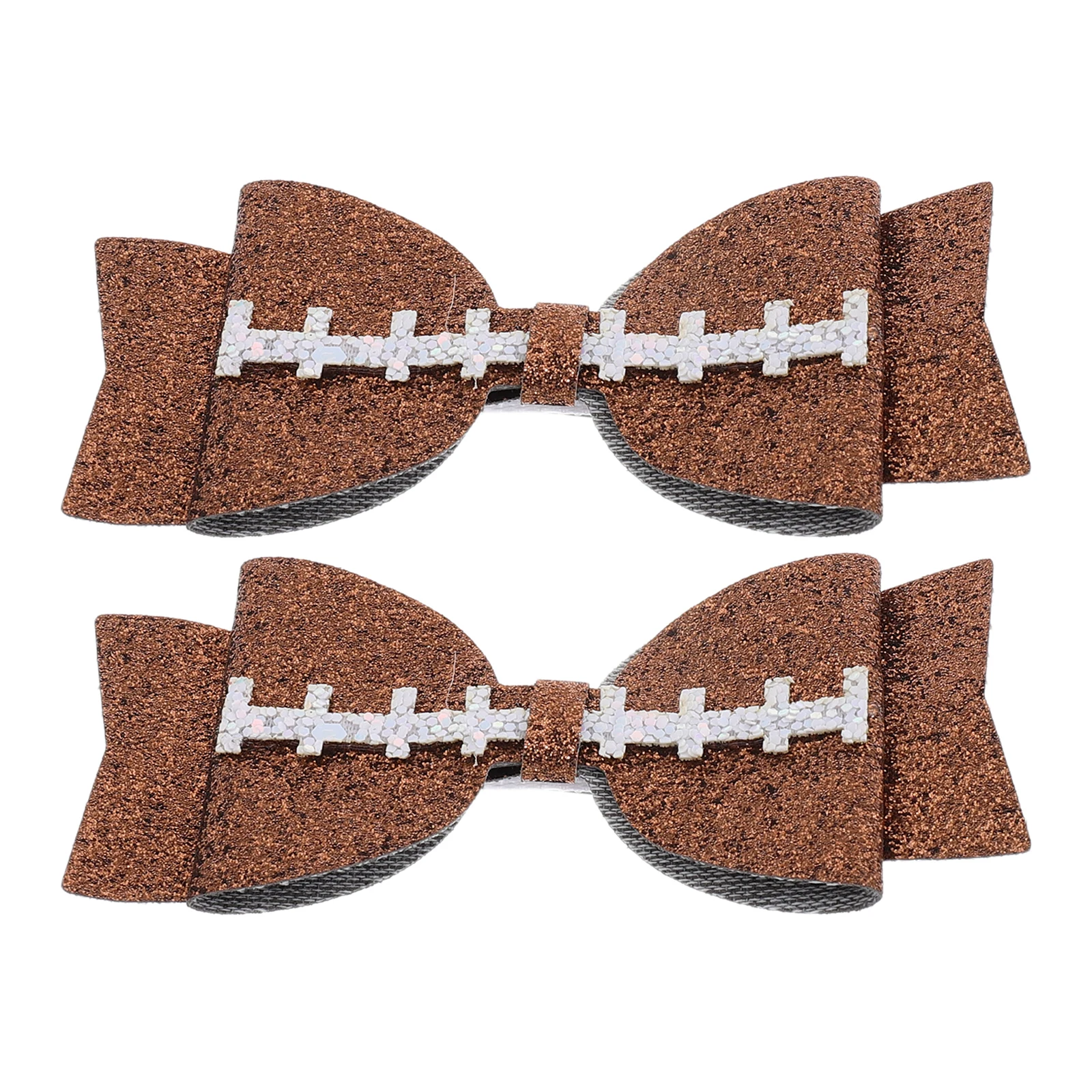 

2pcs Bow Hair Clips Football Bows for Baby Girls Glitter Iron Material Comfortable Fit Party Decorations Sport Accessories Hair
