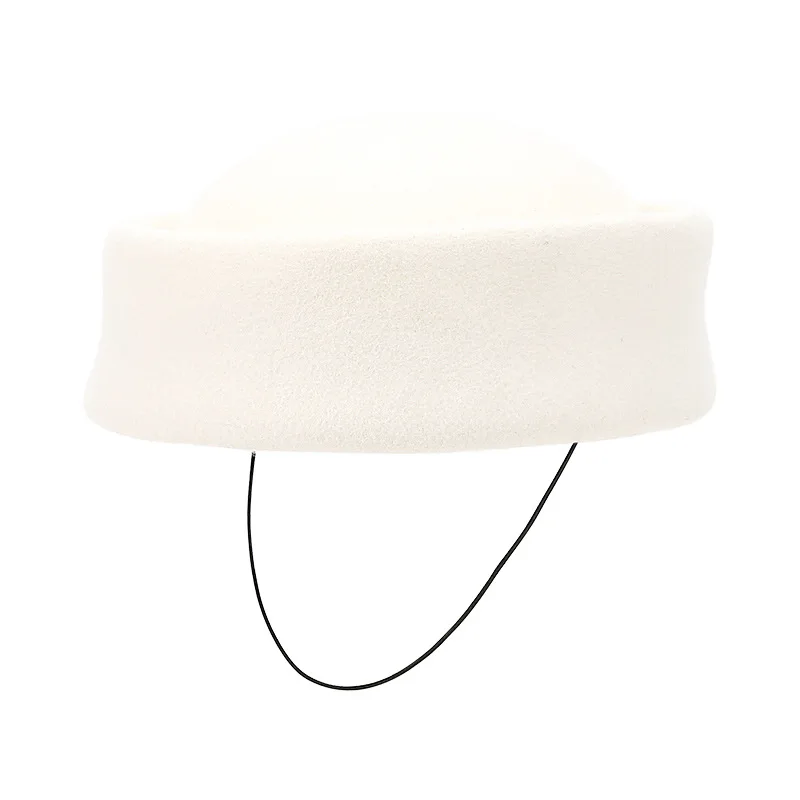 قبعة صوف على الطراز البريطاني مع تول، قبعة أنيقة عتيقة للنساء، أزياء مؤثرة وملابس يومية