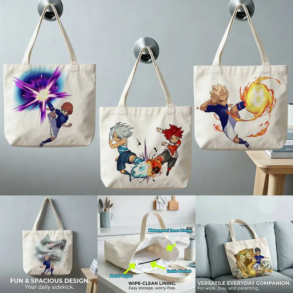 Anime-Game Inazuma Eleven Cross  Canvas bags Large Capacity suitable for School shopping, gifts, and Daily Commute