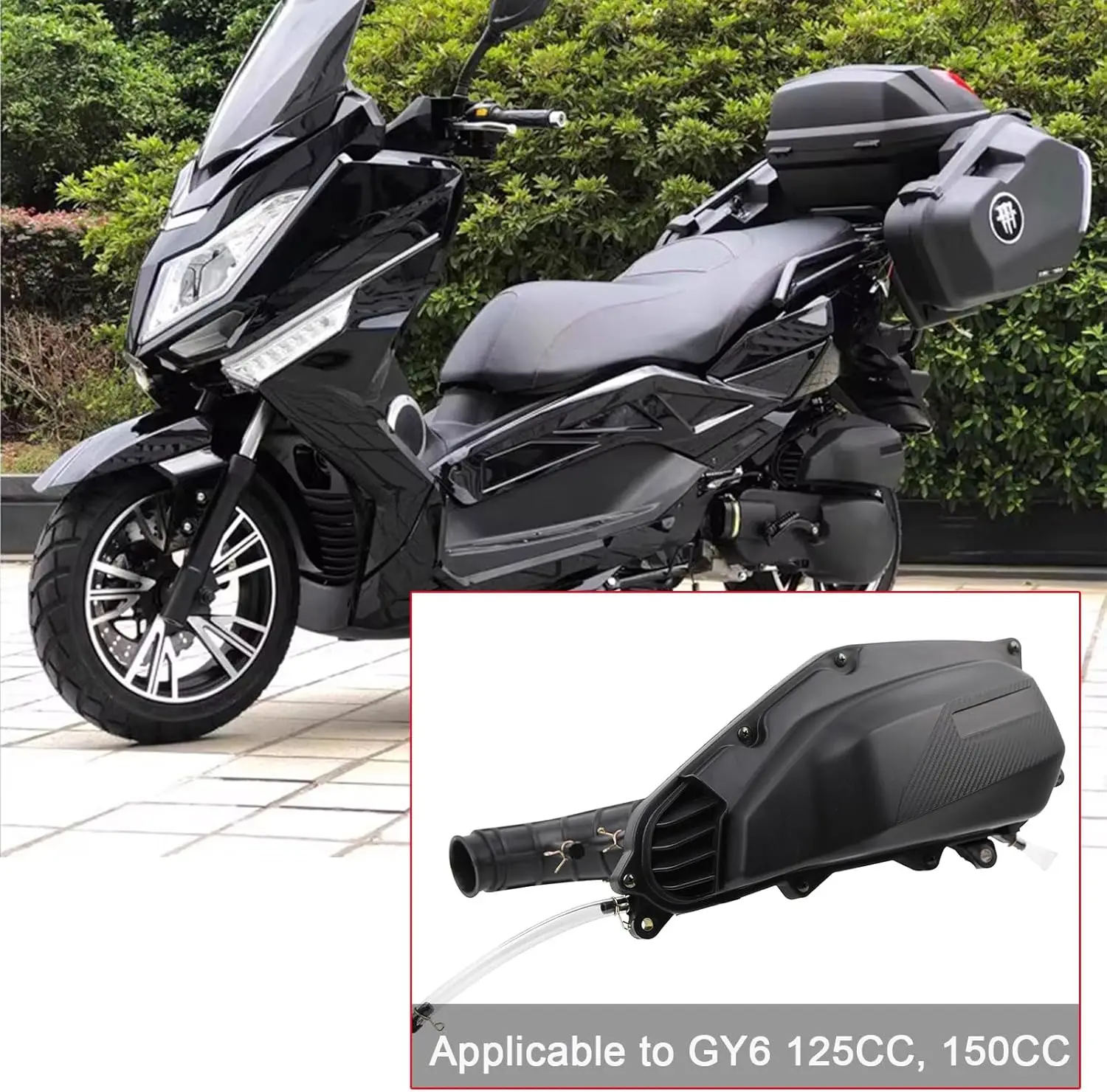 

Motorcycle Air Filter Assembly Compatible with Chinese GY6 125CC 150CC 4-Stroke Engine Tank Sunl BWS JMstar,Air-cooled Style