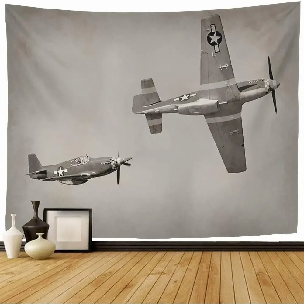 Vintage Airplane Tapestry Airplane Cloudy Skies Tapestry Jet Plane Tapestry Wall Hanging Decor for Bedroom Living Room Dorm
