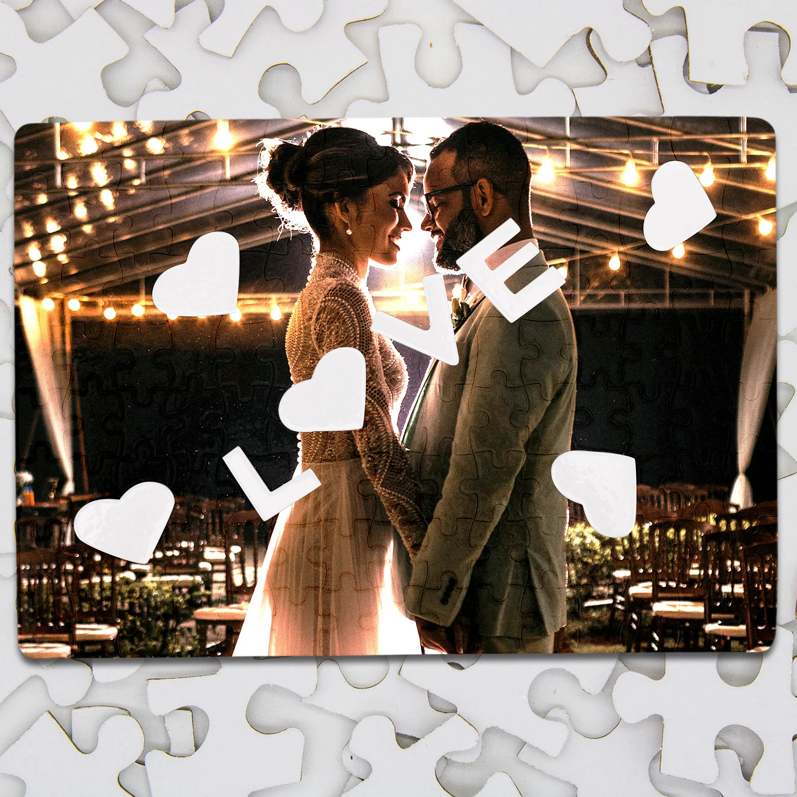 1 set di puzzle d'amore vuoto sublimazione trasferimento puzzle pezzi fai da te pressa di calore artigianale per matrimoni compleanni aula cognitiva