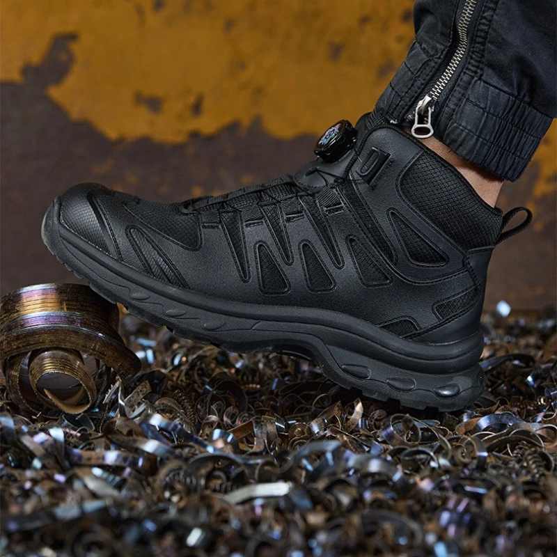 Men's Boots Work Safety Boots Men Indestructible Puncture-Proof Work Shoes Security Protection Men Safety Shoes Black Footwear view 4