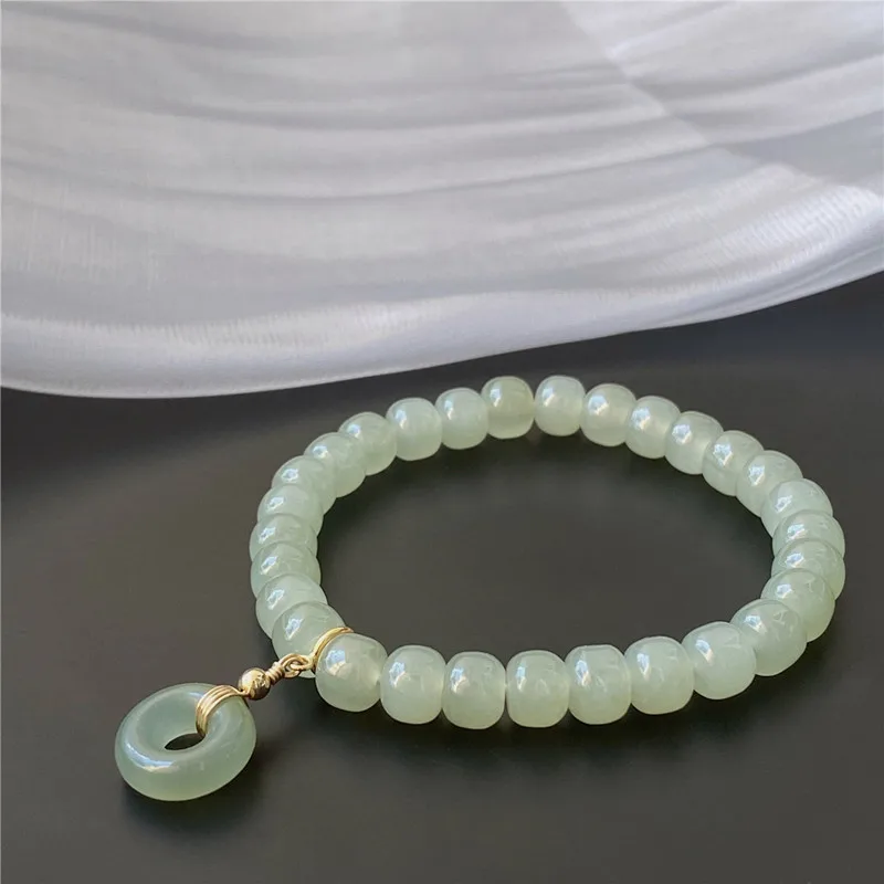 

Браслет из нефритовых бусин в старинном стиле Хэтянь, 7x8 мм, однорядный, женский