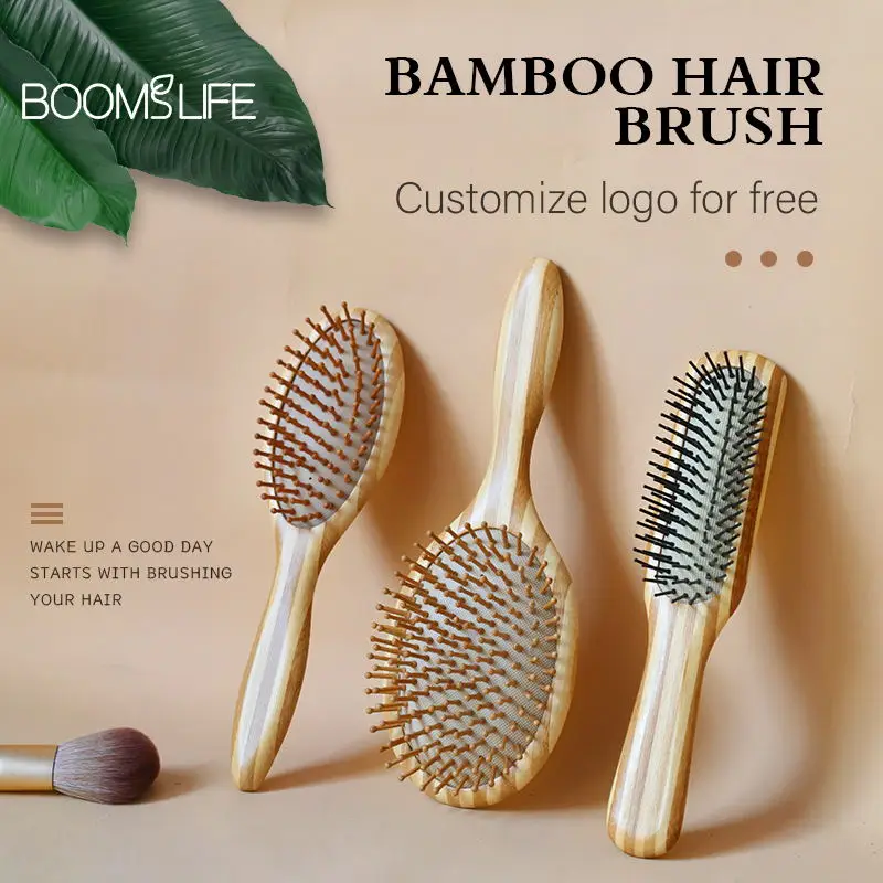 Brosse Massage Cuir Chevelu Bamboo Hair Brush Women Wide Tooth Hair Comb Scalp Massage Hairbrush Wooden Comb Barber Accessories