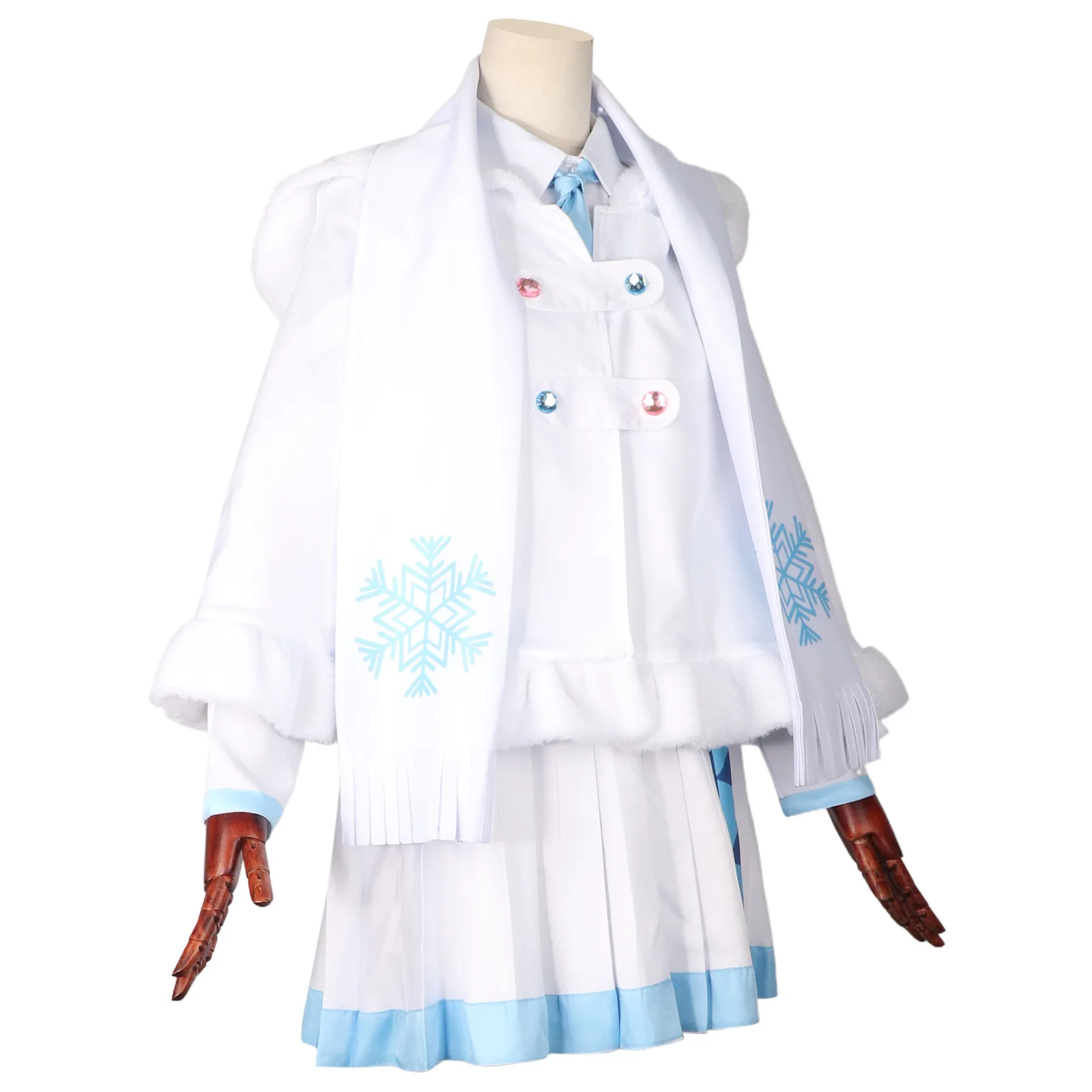 Anime Snow Miku Cosplay Costumes Coat Shirt And Skirt White Uniform Halloween Carnival Party Dressing For Women Girls