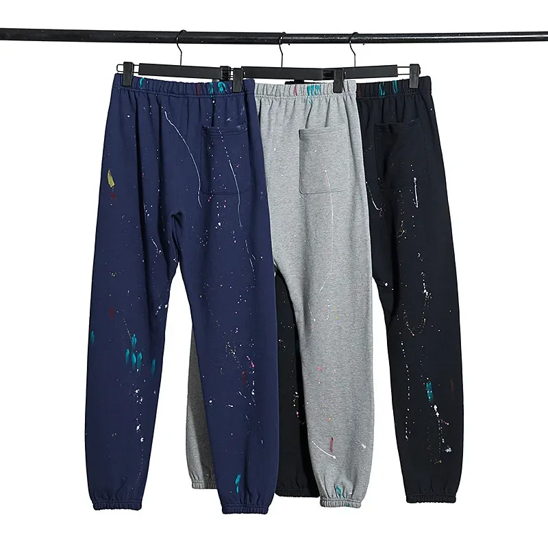 Gallery Dept Ink Splashing Graffiti Thin High Street Brand Cotton Casual Pants Tie Sweatpants