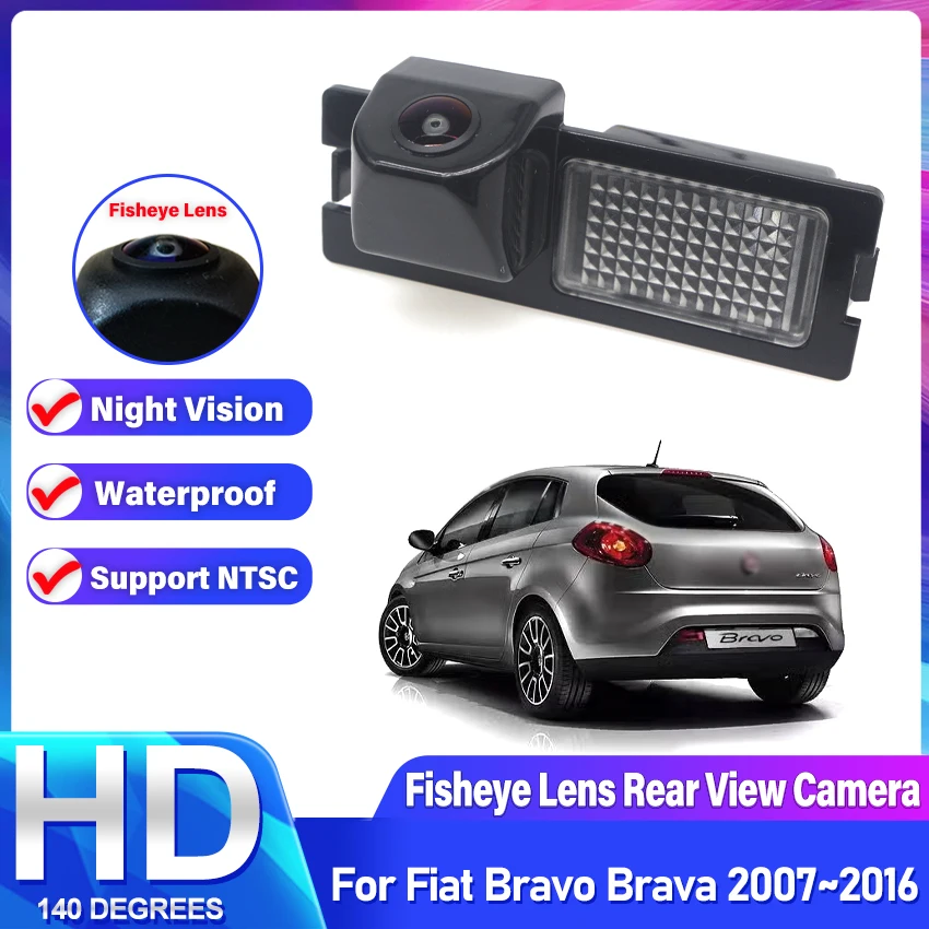 

Автомобильная камера заднего вида для Fiat Bravo Brava 2007 ~ 2016 CCD NTSC Full HD камера ночного видения, резервная парковочная камера с объективом «рыбий глаз»