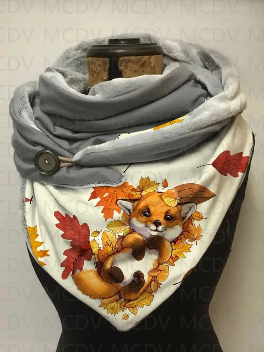 Autumn And Winter Maple Leaf Cute Plush Fox Schals & Schals Warm Fleece Scarf And Shawl for Women Warm and comfortable Scarf