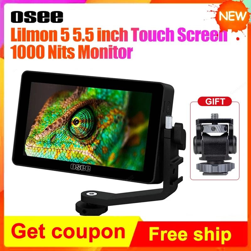 Osee Lilmon 5 5.5 inch Touch Screen 1000 Nits High-Bright DSLR Camera Field Monitor with 3D LUT HDR 4K HDMI- in and Out