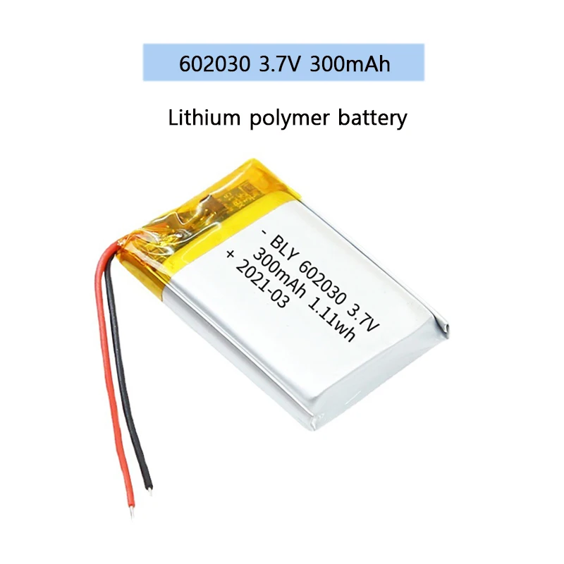 3.7V 300mAh 602030 polimerowy akumulator litowo-jonowy do zabawek, lamp LED, głośniki z bluetooth, oświetlenie, produkty cyfrowe