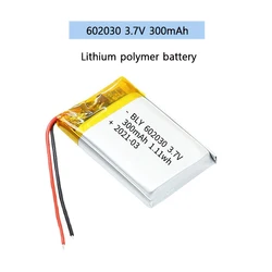 3.7V 300mAh 602030 polymer lithium ion rechargeable battery for toys, LED lights, bluetooth speakers，Lighting, digital products