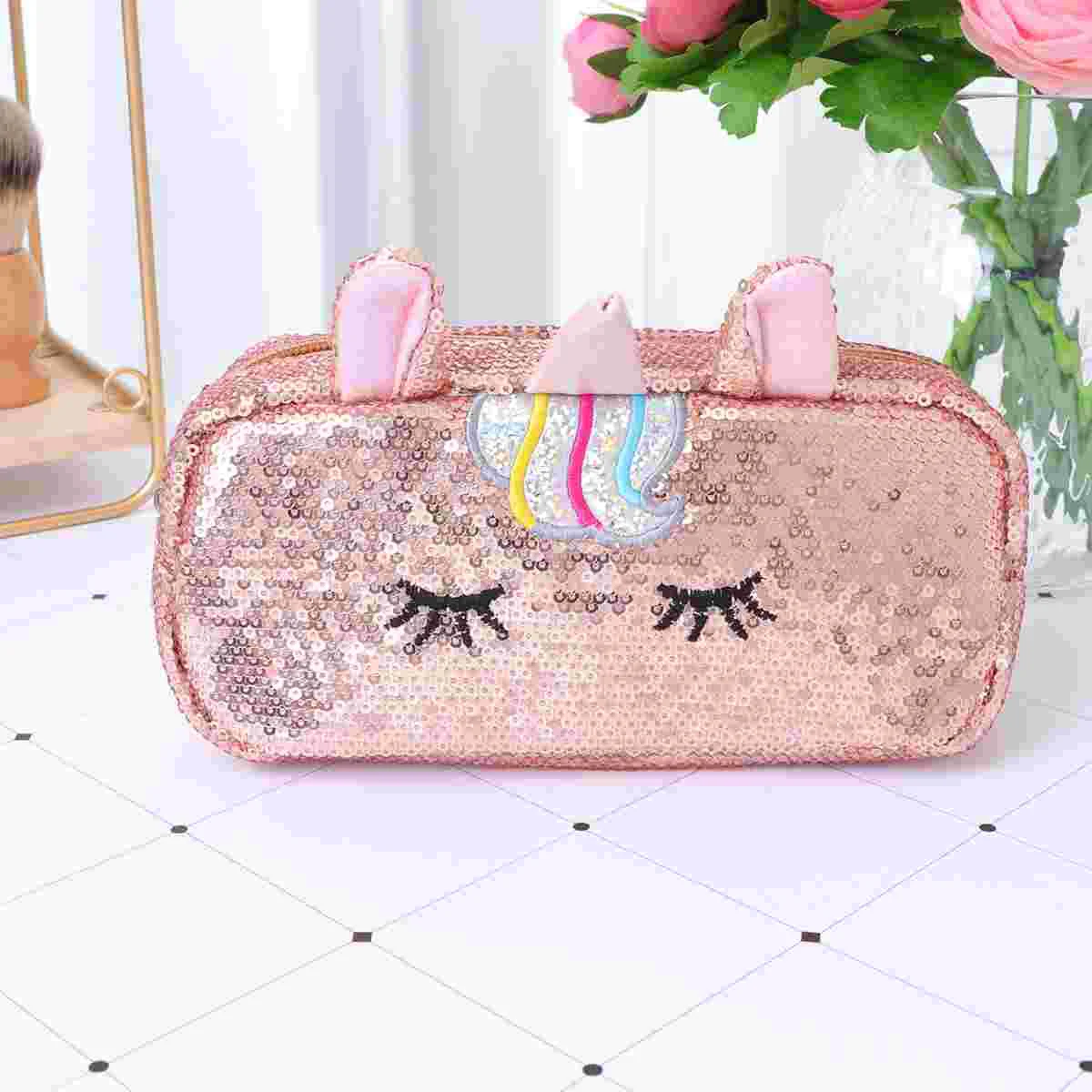 

Pencil Bag Sequin Stationery Storage Bag Shiny Woman Pencil Box Pouch Coin Purse School Office Supplies ( Color)