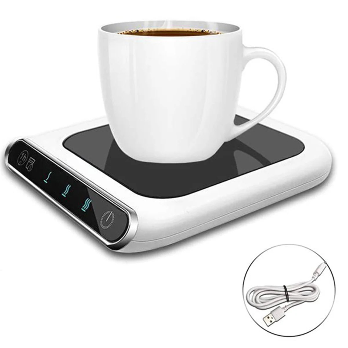 1/2Pc USB Heated Coasters Coffee Cup Warmer with 3 Temperature Settings for Coffee Milk Water Tea Smart Electric Beverage Warmer