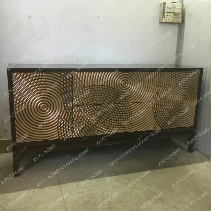 Y Neoclassical Solid Wood Carved Decorative Cabinet for Entrance Modern Storage Cabinet with Drawers