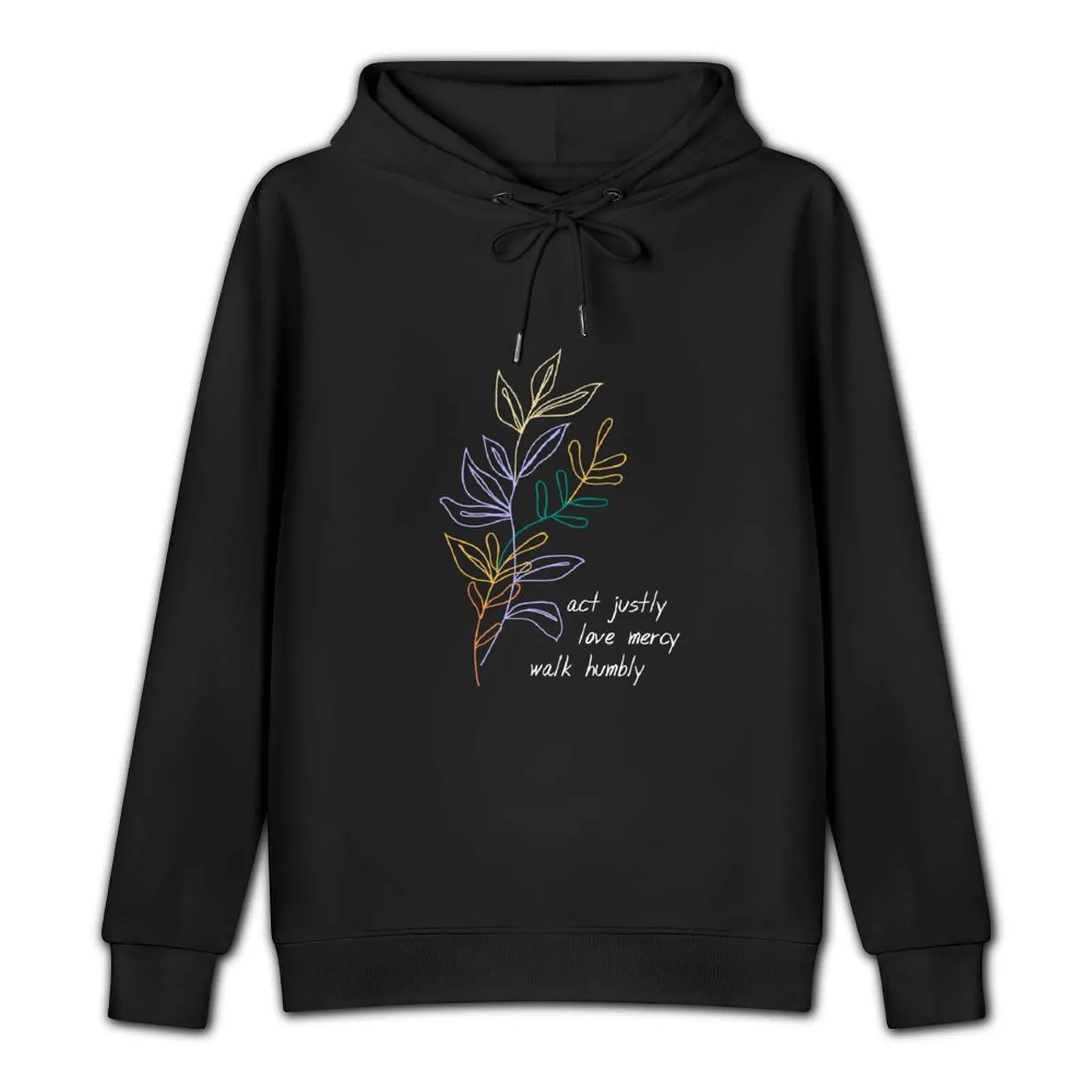 Act Justly, Love Mercy, Walk Humbly Colorful Leaves Pullover Hoodie men clothing streetwear men mens clothes graphic hoodie