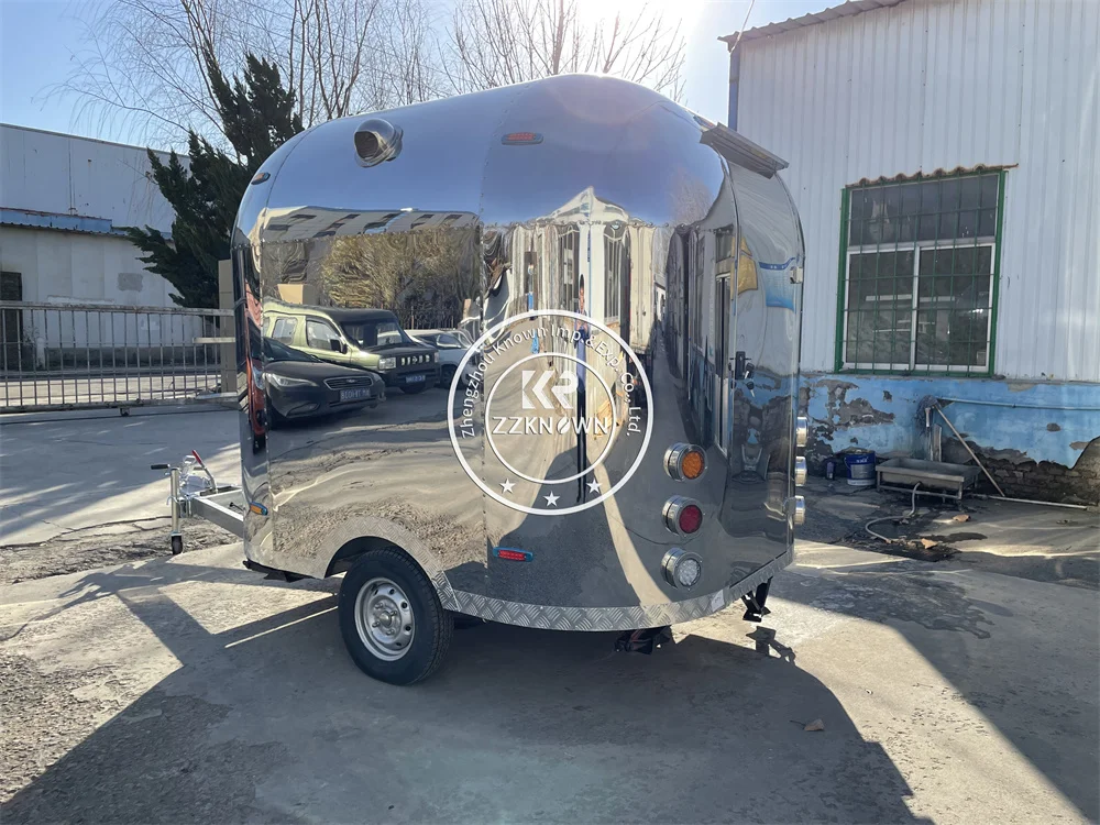 Customized Food Trailer Airstream Mobile Ice Cream Cart Snack Machines Coffee Food Truck With Full Kitchen Equipment