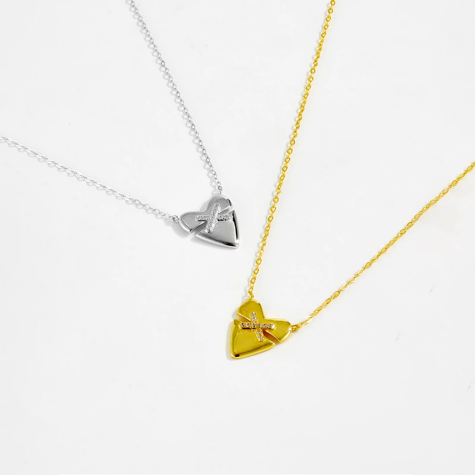 ANDYWEN 925 Sterling Silver Irregular Heart Pendant CZ Zircon Long Necklace Women 2024 Winter Luxury Fine New Year Jewelry Gift