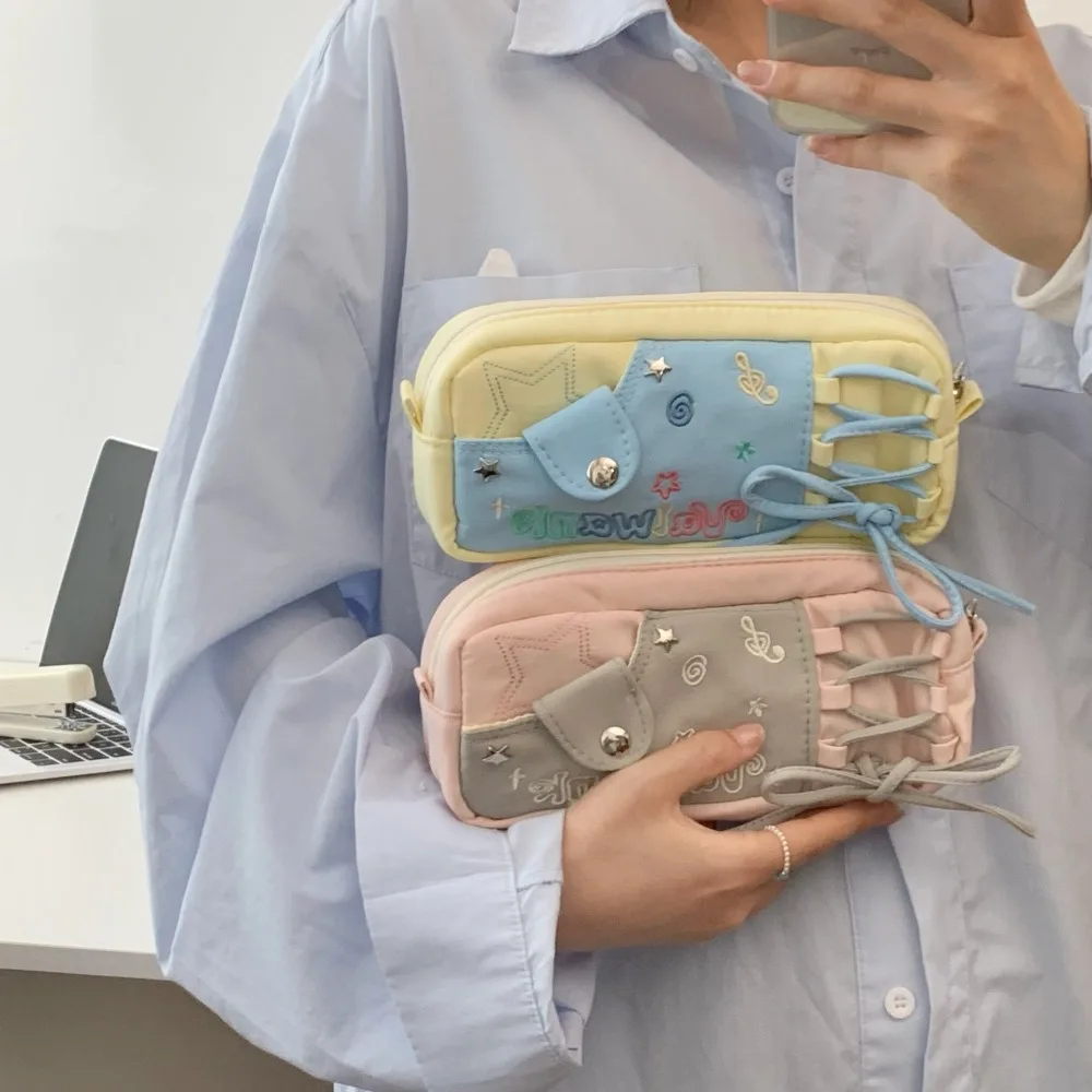 Pencil Case Korean Stationery Bag Large Capacity Cosmetics/Card/Pens Large Ins Pen Bag Desktop Storage Canvas Cloth