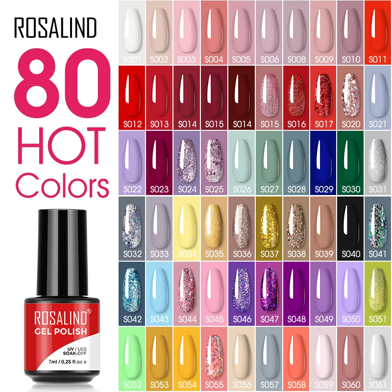 ROSALIND Gel Nail Polish Glitter Diamond Sequins Gel Varnish 7ML Soak Off DIY Nail Art Design Manicure Semi Permanent