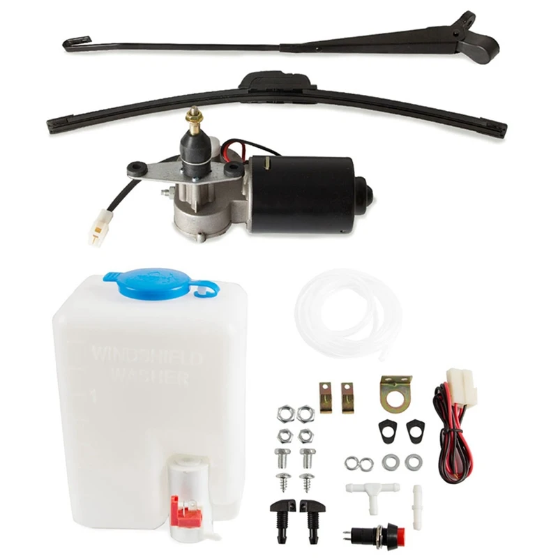 

Universal UTV Electric Windshield Wiper Motor Kit Assembly With Spray Bottle For Kawasaki Polaris Ranger RZR 900 Honda Parts