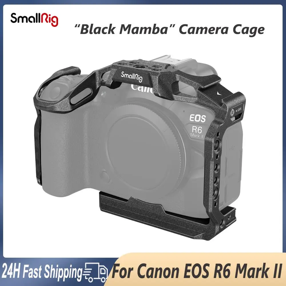 

SmallRig “Black Mamba” Camera Cage for Canon EOS R6 Mark II with cold shoe mount for microphone Monitor LED video light 4161