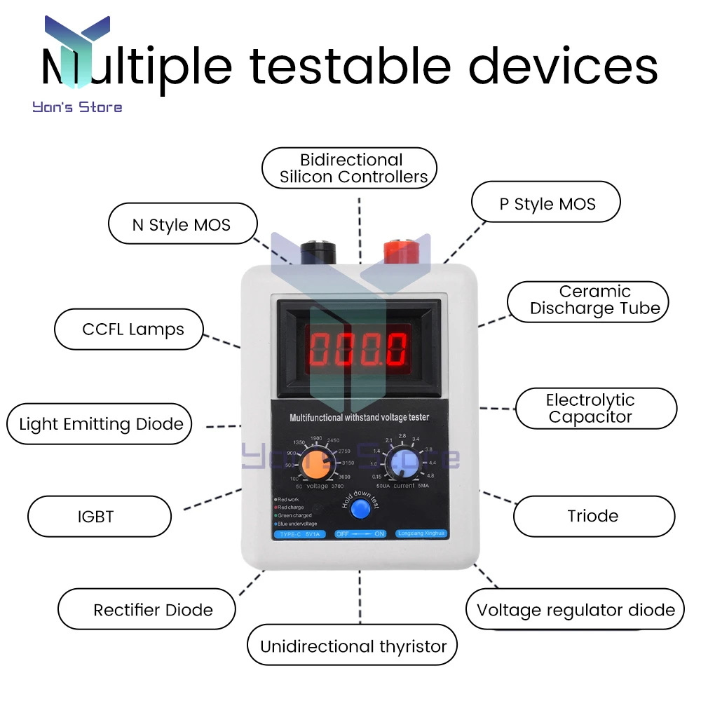 1 szt. tester tranzystora napięcia IGBT 0V-3500V Dioda MOS Trioda Zdolność napięcia LED MOV