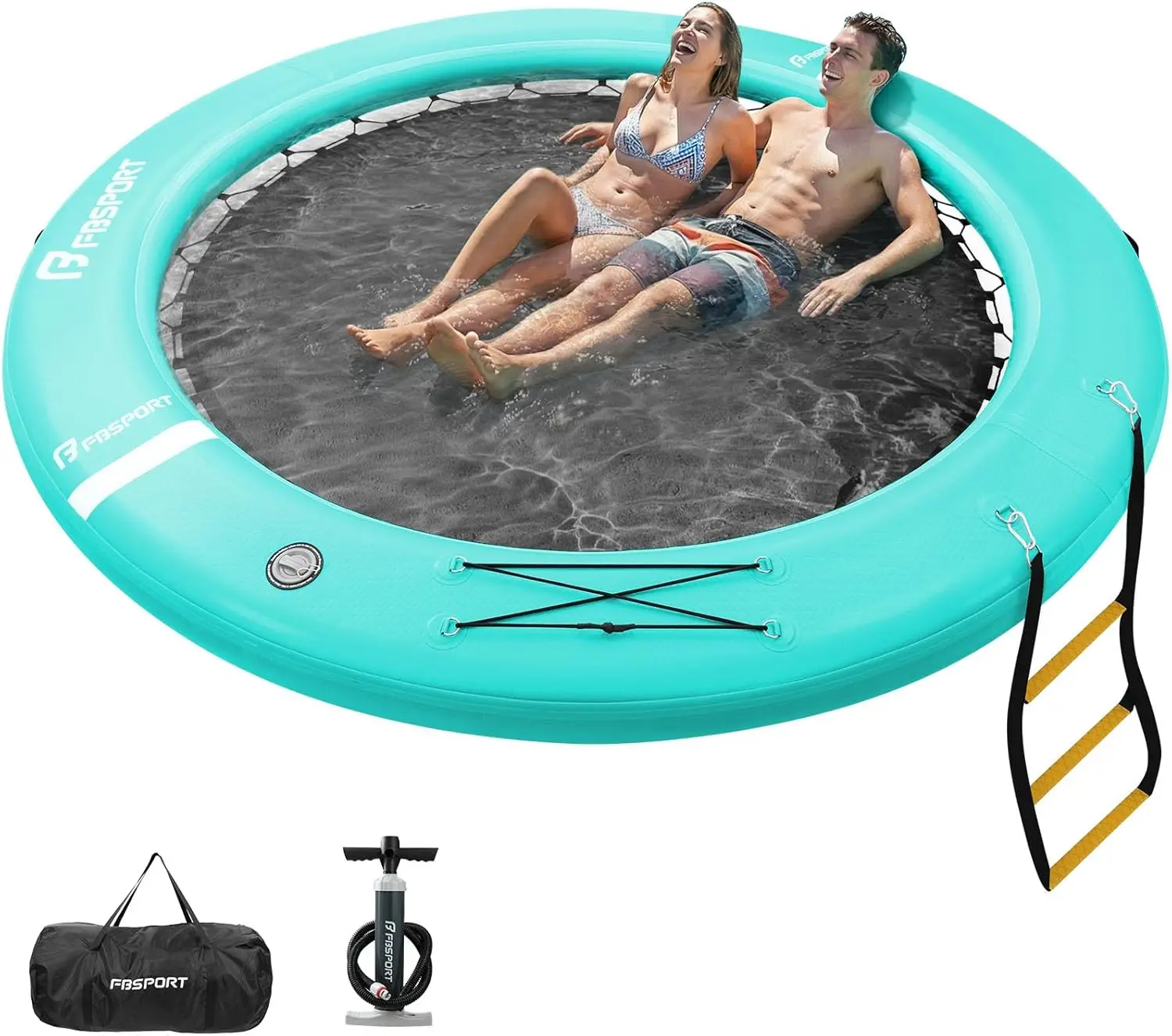 

Inflatable Water Hammock Round Floating Ring, 10/8/6ft Dock Platform with Cupholder for Lake Fun