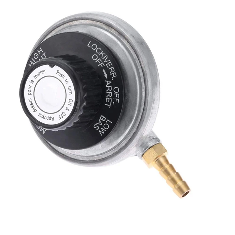 Regulador de gas ajustable de baja presión del tanque de propano ABYC de 1 libra con conexión de manguera de púas de 1/4 pulgadas