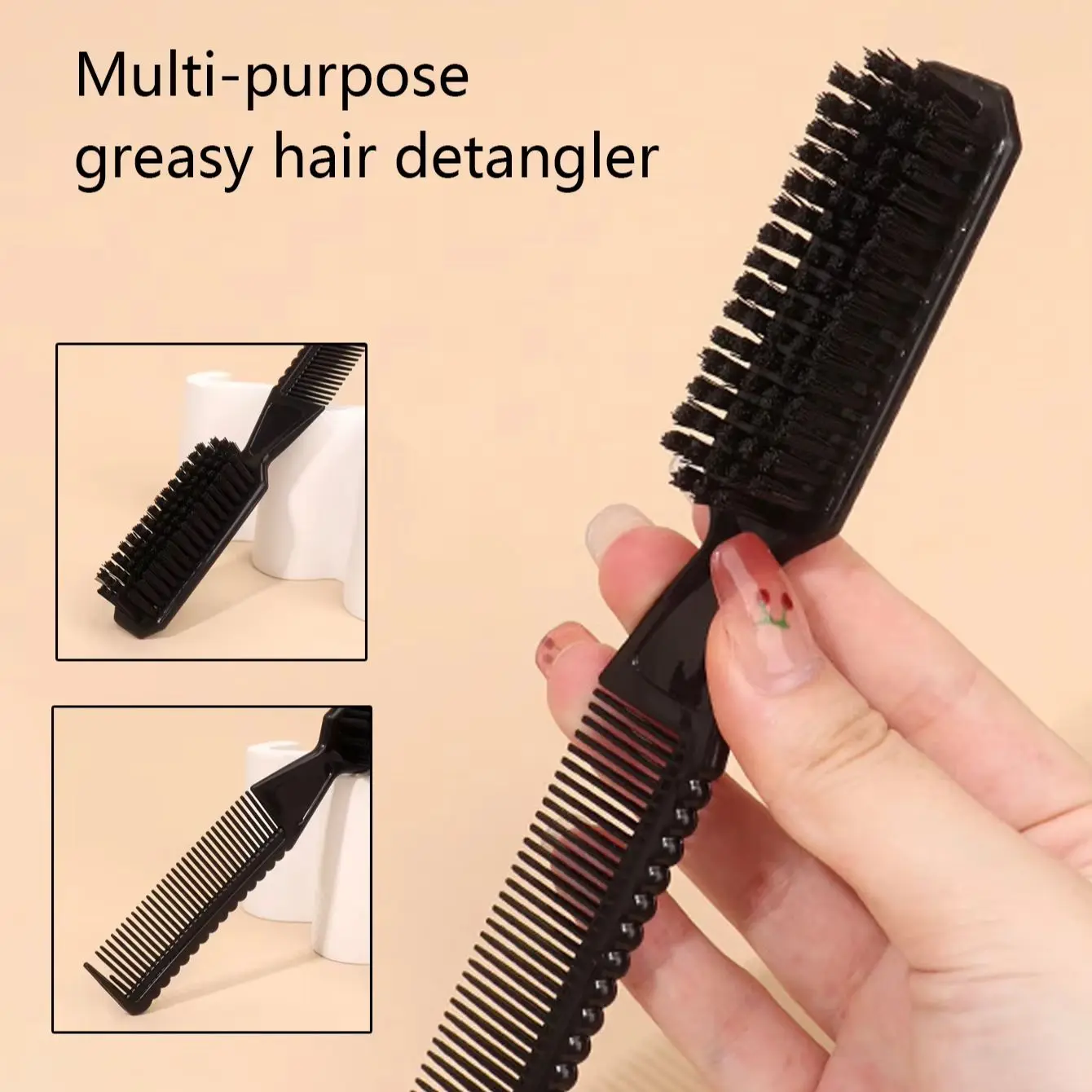 Hairdressing styling brush, wave shaped design, anti slip handle, suitable for both dry and wet use, special for real hair wigs
