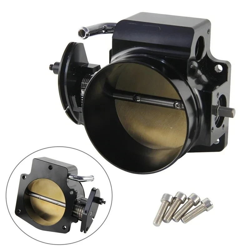 AZ-92MM CNC Billet Throttle Body For Chevy GM Gen III LS1 LS2 LS3 LS6 LS7 SX LS LSX V8 Engine 4-Bolt Cable Aluminum Black/Silver 3