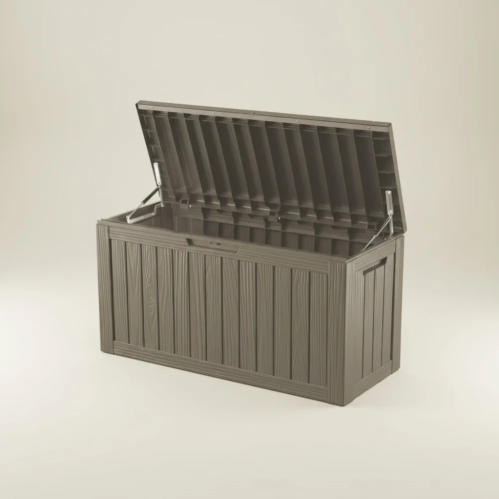 

80 Gallon Waterproof Lockable Outdoor Storage Box, Resin Deck Box for Patio Furniture Pool Accessories Garden Tools