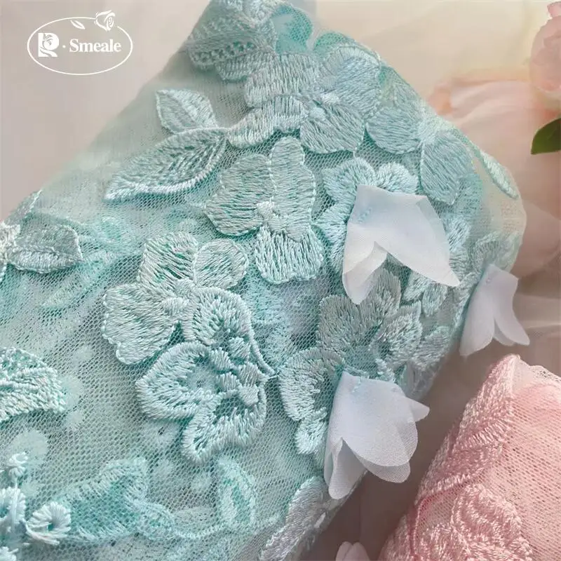 Fleisch rosa hellgrün Chiffon Aufkleber 3D Stoff, Kinderbekleidung Nähen Stoff.DIY Kleid Home Stoff. Polsterstoffe – Detail 5