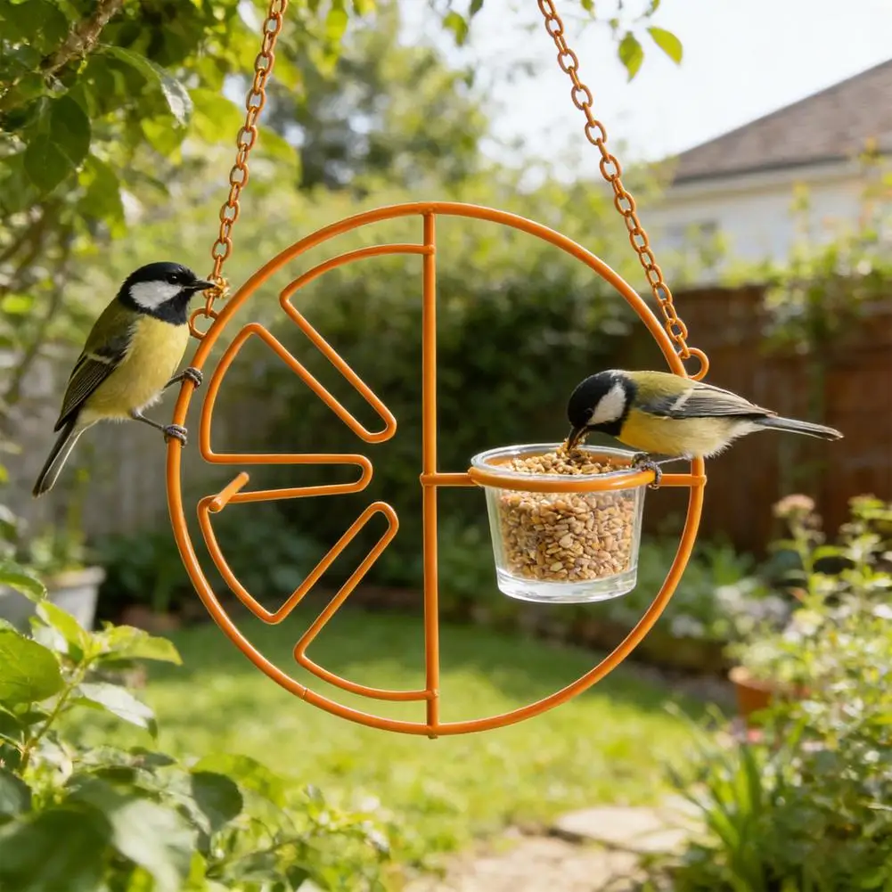 Comedero para Pájaros con Forma de Naranja, Comedero para Pájaros con Rodajas de Fruta, Comedero Colgante de Metal para Colibríes para Jardín Exterior