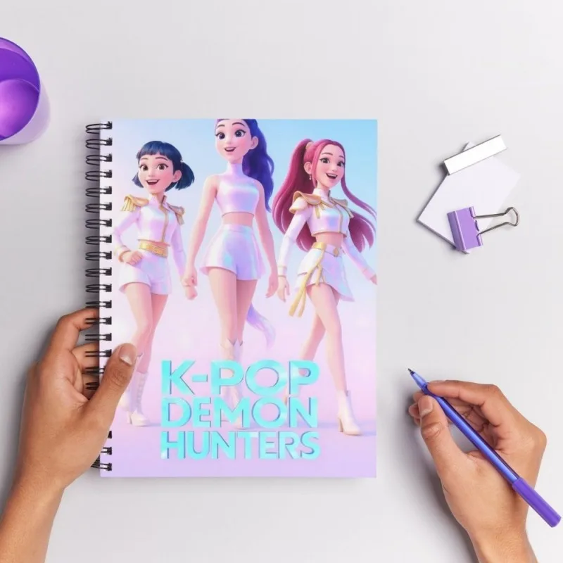 دفتر ملاحظات كرتوني إبداعي لطلاب المدارس المتوسطة والثانوية من KPop Demon Hunters Zoey Mira Abby Saja
