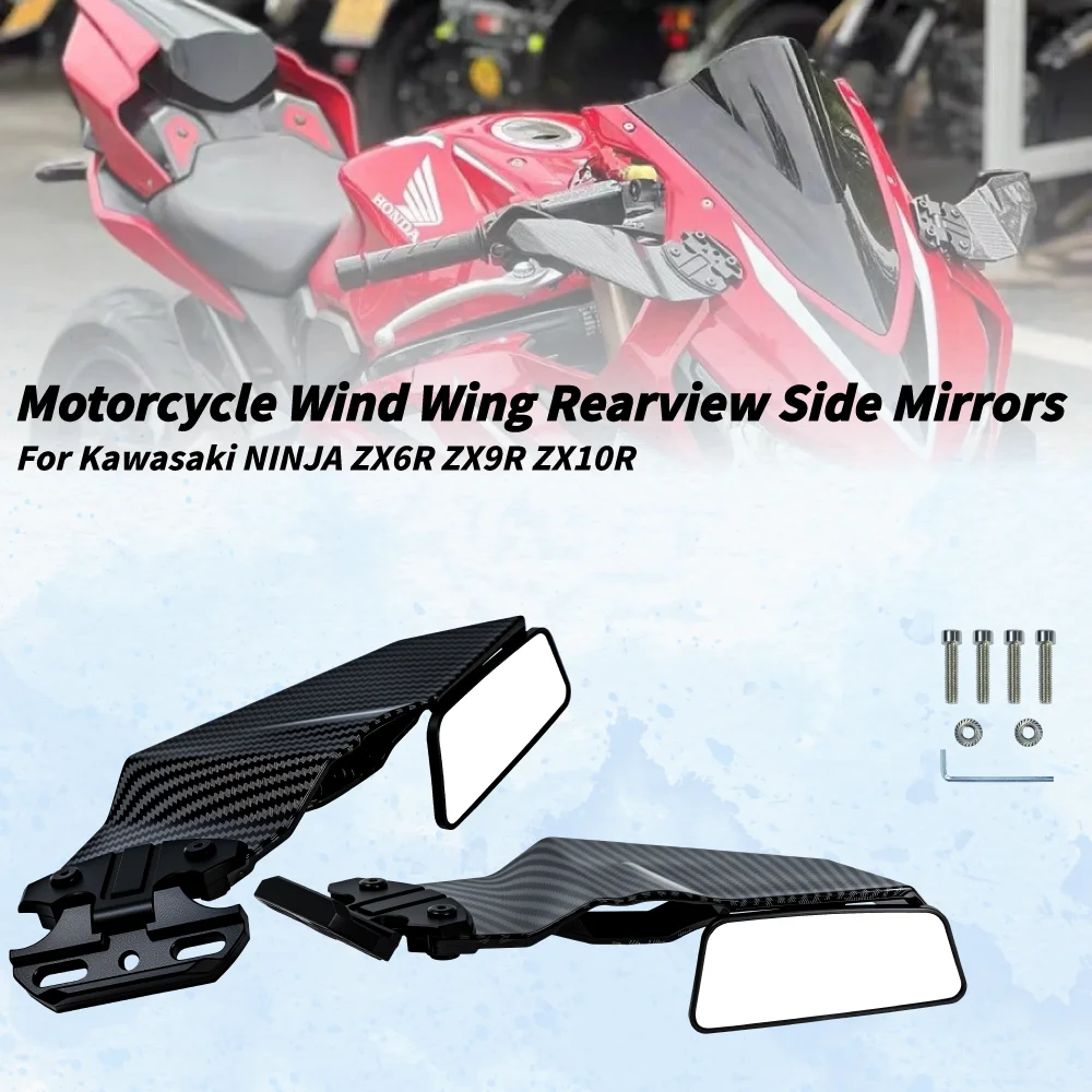 Motorcycle Side Mirrors Winglets Wind Wing Adjustable Rotating Rearview For Kawasaki NINJA 650 300 400 250 ZX10R ZX6R ZX-25R