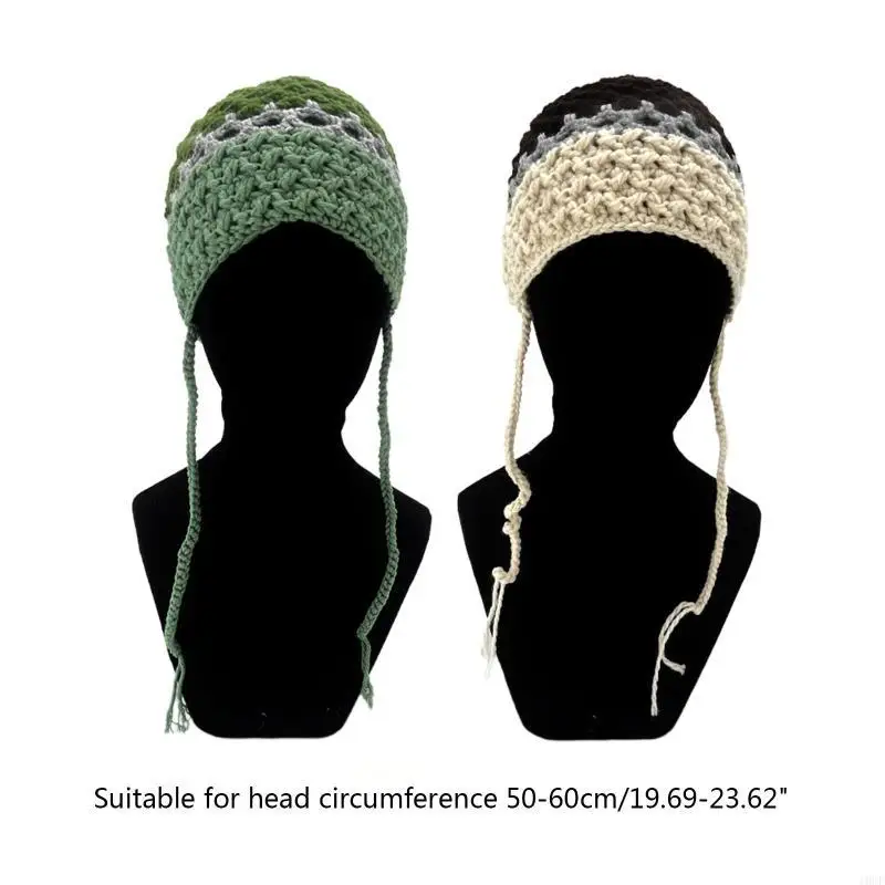 قبعة أذن مطاطية عصرية للفتيات منسوجة على شكل غطاء للأذن للشتاء لحماية القبعة
