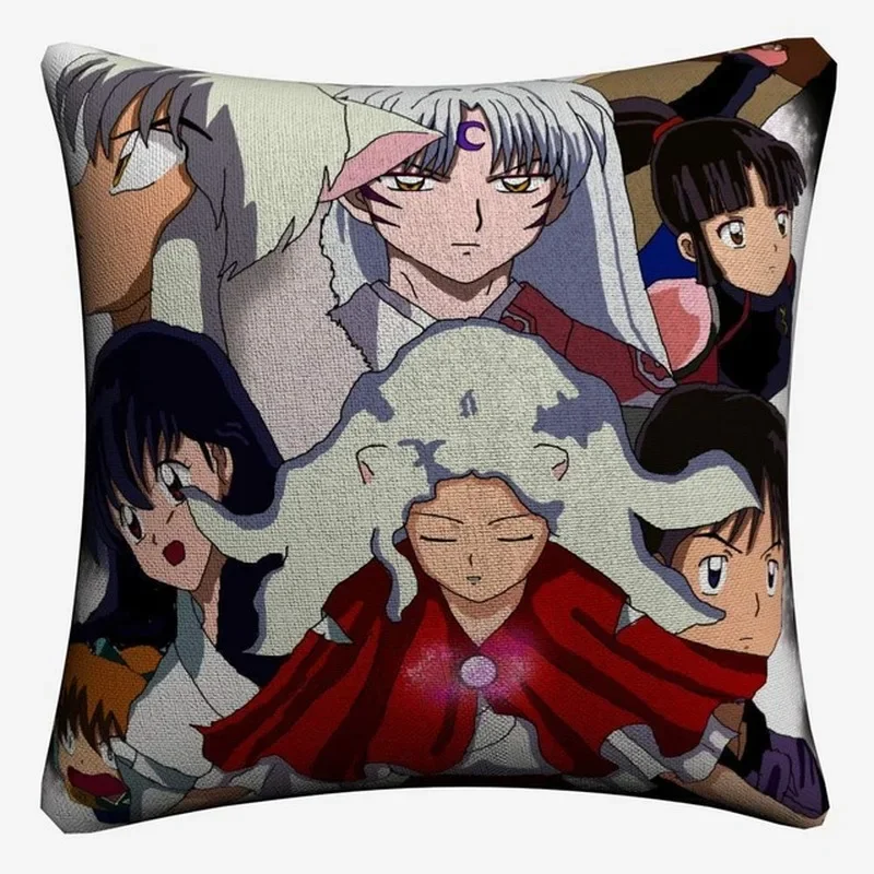 Inuyasha Anime Character Decoration Square Linen Soft Pillowcase 45x45cm Home Bedroom Office Hotel Car Decorative Pillowcase.  .