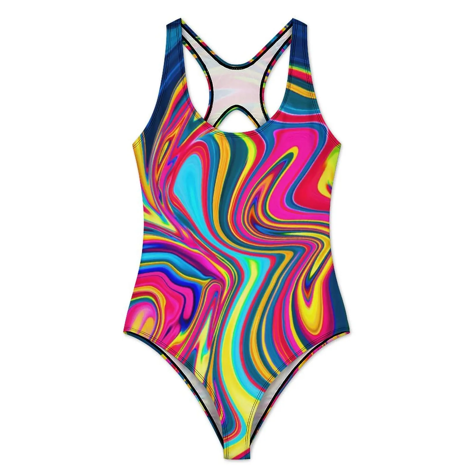 Hippie Tie Dye Swimsuit Rainbow Abstract One Piece Swimwear Push Up Trendy Bathing Suits Sexy Beach Design Beachwear