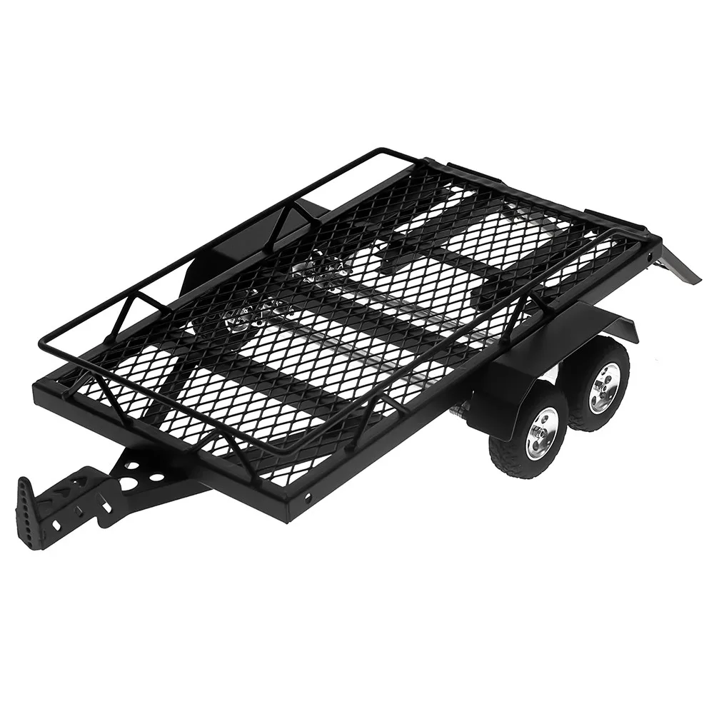 Metal Truck Trailer Dual Axle For 1/18 1/24 Rc Crawler Axial Scx24 Traxsas Trx4M Fms18 Fms24 CR18P