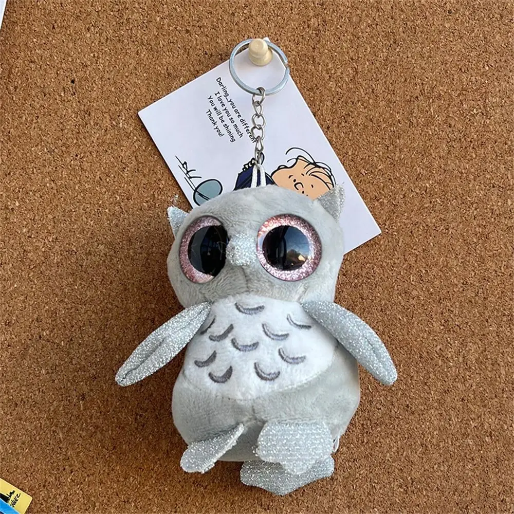 Mode peluche hibou porte-clés dessin animé grand oeil en peluche hibou porte-clés porte-clés mignon hibou pendentifs poupée sac à dos ornements