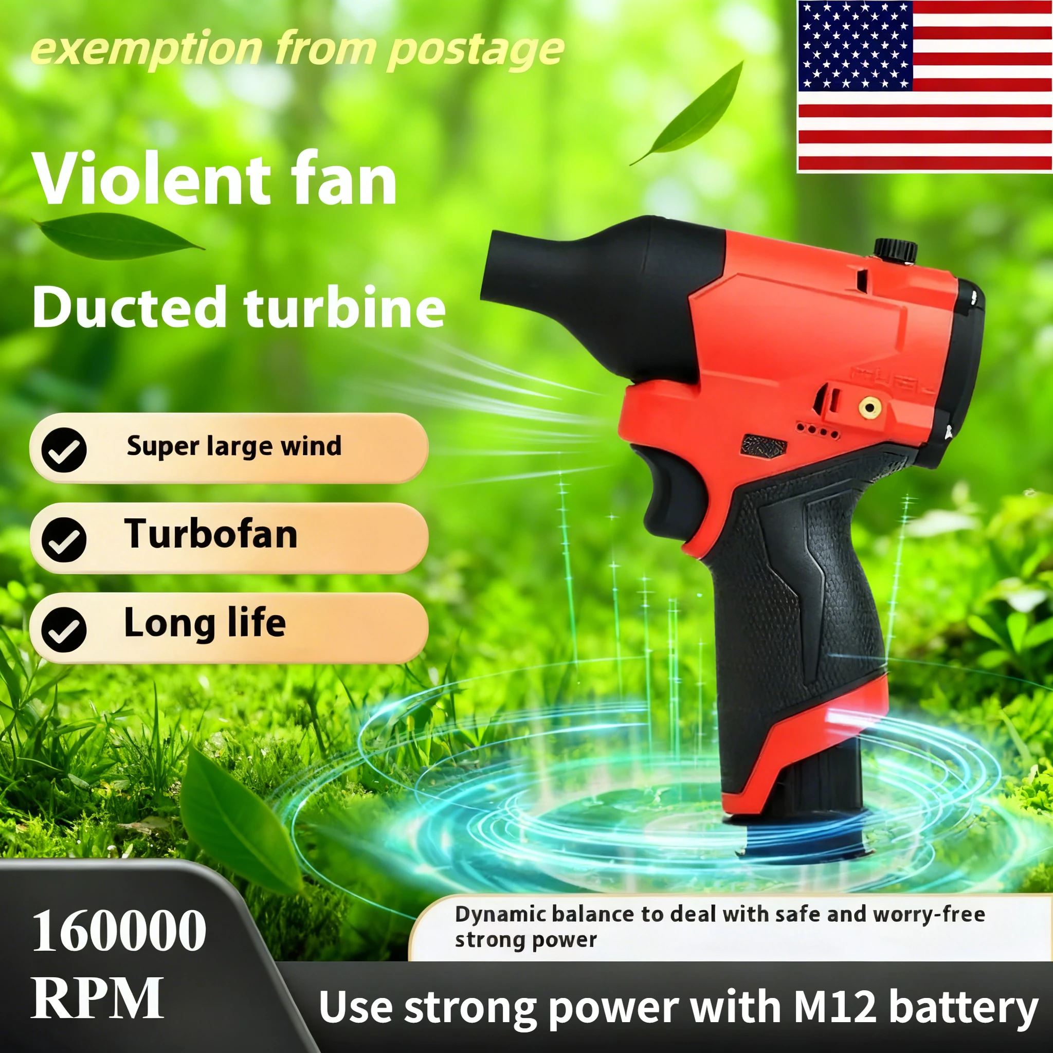 

Бесщеточный турбовентилятор для аккумулятора Milwaukee 12V, 160000 об/мин, мощный электрический воздуходув (без аккумулятора)