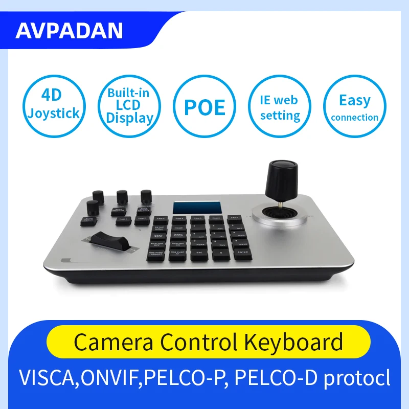 video conference keyboard 4D joystick control ptz function Support full VISCA,ONVIF,PELCO-P, PELCO-D protocll IE web setting