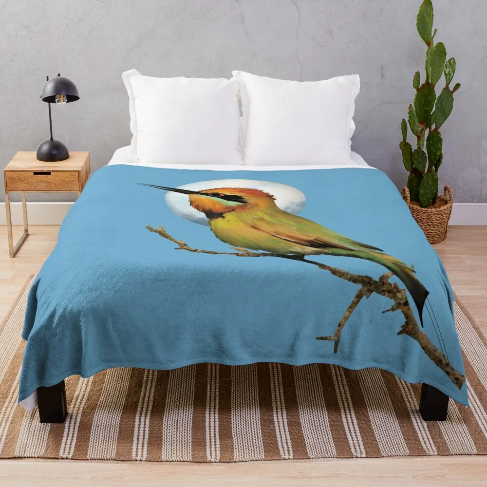 Rainbow Bee eater Throw Blanket Cute Plaid sofa bed Giant Sofa Furrys Blankets