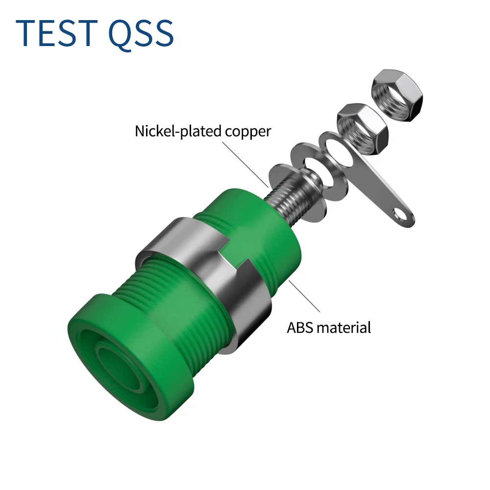 QSS 10PCS 4MM Banana Socket Binding Post Nut Banana Plug Jack Electrical Connector Terminal Test Hole DIY Parts Q.40018